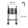10 Basamak - 290 cm. Kancalı Teleskobik / Teleskopik Alüminyum Merdiven - I Tipi Uzayan Merdiven