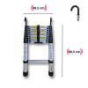 13 basamak - 380 cm. KANCALI Teleskobik / Teleskopik Alüminyum Merdiven - I Tipi Uzayan Merdiven
