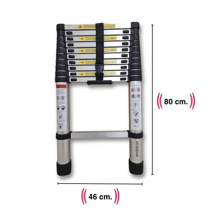 320 cm. - 11  Basamaklı Teleskobik / Teleskopik Merdiven - I Tipi Uzayan