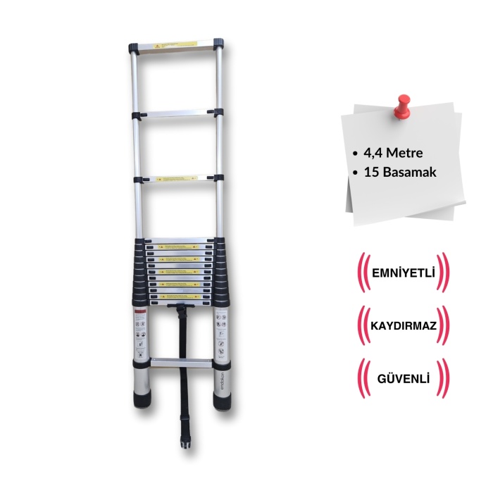 440 cm. - 15  Basamaklı Teleskobik / Teleskopik Merdiven