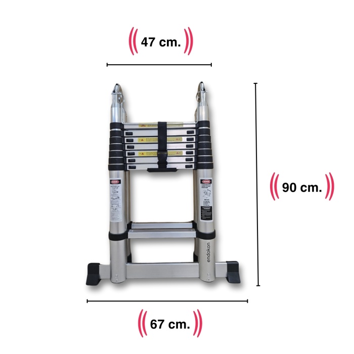 250 + 250 cm. - 8+8  Basamaklı Teleskobik / Teleskopik Merdiven