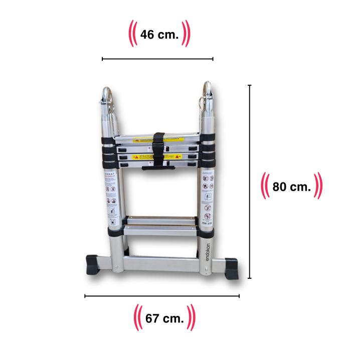 160 + 160 cm. - 5+5  Basamaklı Teleskobik / Teleskopik Merdiven - A Tipi Uzayan Merdiven