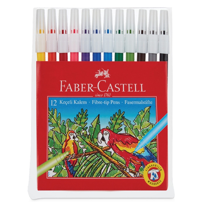 Faber Castell Keçeli Kalem 12 Renk Yıkanabilir