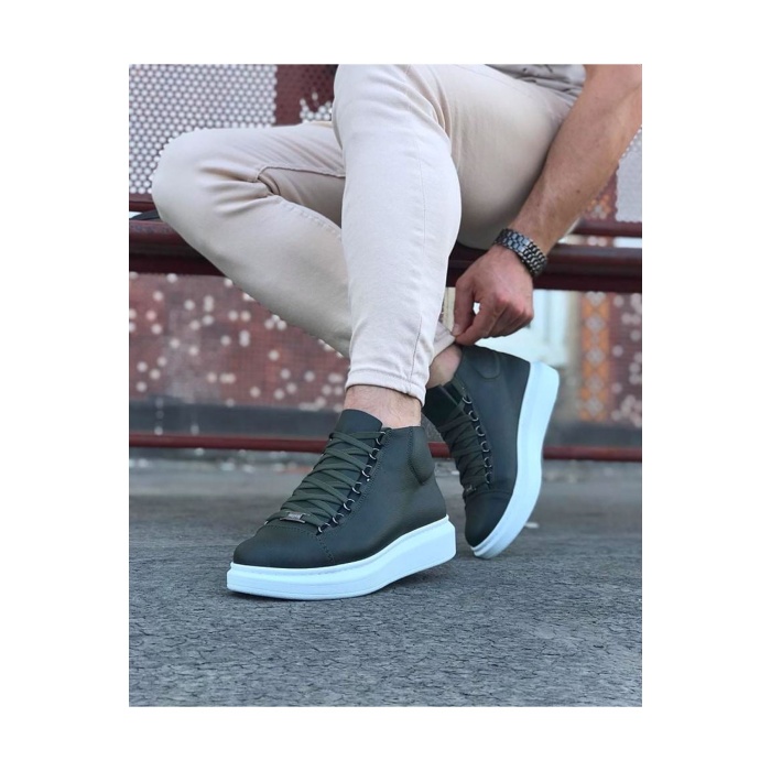 Wagoon WG032 Haki Bağcıklı Sneakers  Yarım Bilek Bot