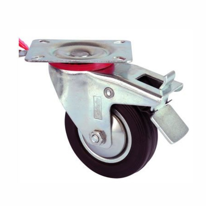 Servis Tekeri - Tablalı Frenli Siyah Döner - Çap 125 Mm