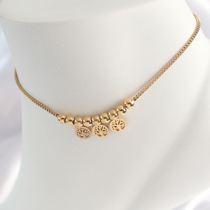316l Çelik Gold Renk Yaşam Ağacı Figür Kadın Halhal - Tj-hh1524