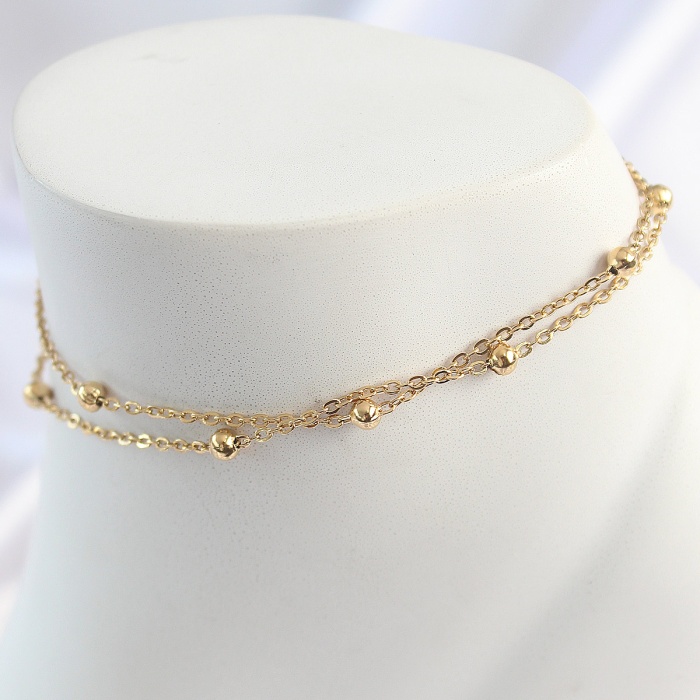 316l Çelik Gold Renk 2li Topçuk Zincir Model Kadın Halhal - Tj-hh1647