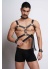 Kırbaç Ve Çivili Choker Detaylı Erkek Fantezi Deri Harness