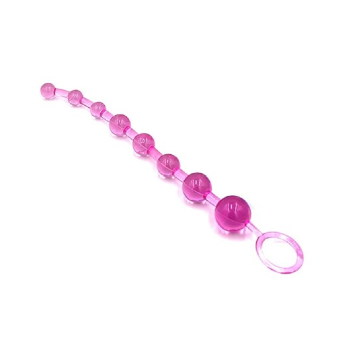 Anal Vajinal 25 Cm Sıralı Jel Zevk Topları Anal Plug Pembe