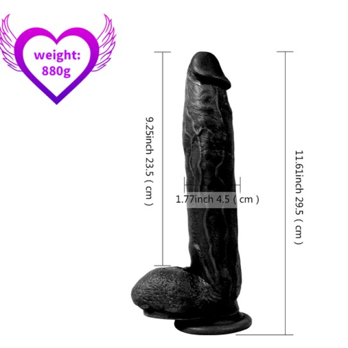 Realistik Zenci 30 Cm Uzun Kalın Penis Et Dokusu Dildo