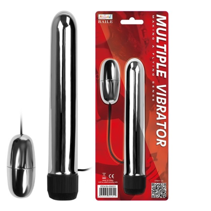 Titreşimli Metal Vibratör 17 Cm Anal Ve Vajinal Dildo