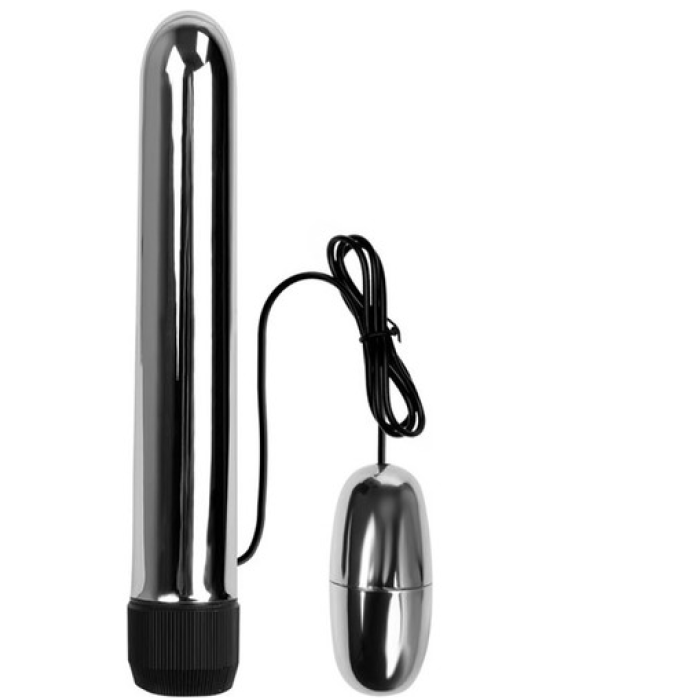 Titreşimli Metal Vibratör 17 Cm Anal Ve Vajinal Dildo