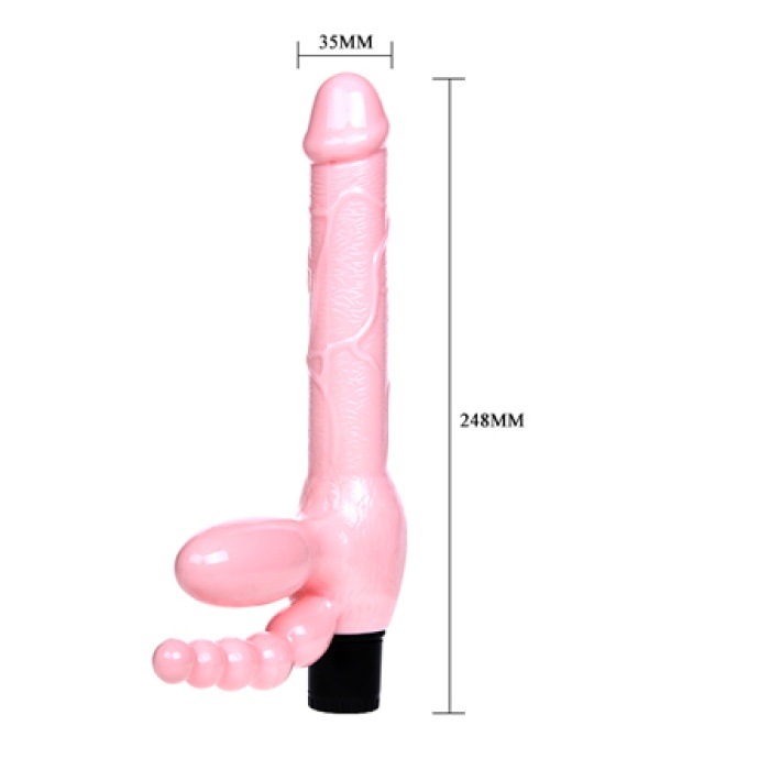 Çift Taraflı Strapon Belden Bağlamalı G-Spot Vibratör Anal Plug