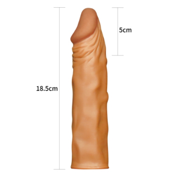 5 Cm Dolgulu Realistik Penis Kılıfı Uzatmalı Prezervatif Dildo