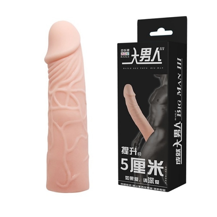 Big Men 6 Cm Dolgulu Realistik Penis Kılıfı Uzatmalı