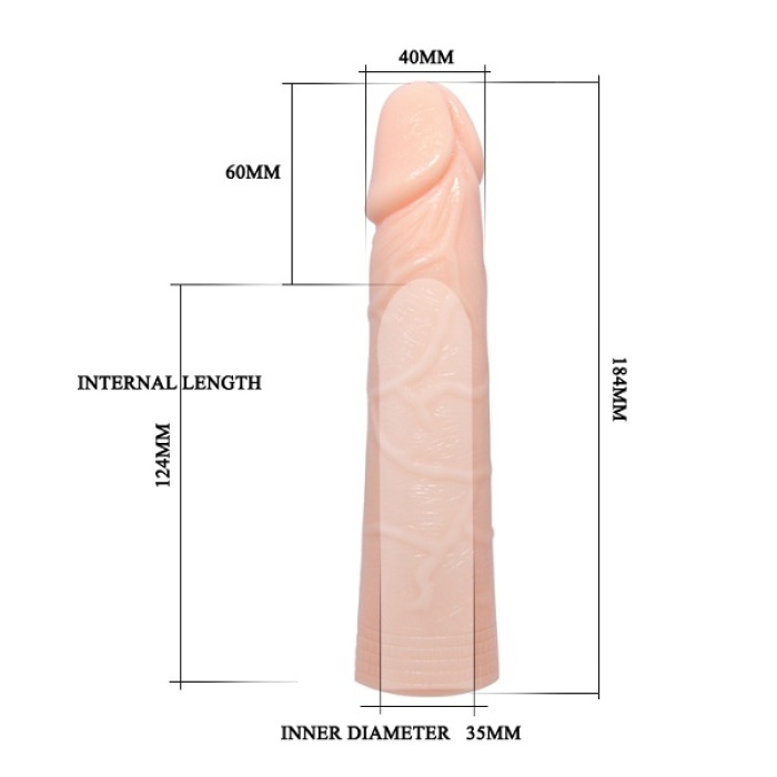 Big 6Cm Dolgulu Realistik Penis Kılıfı Uzatmalı Prezervatif Dildo