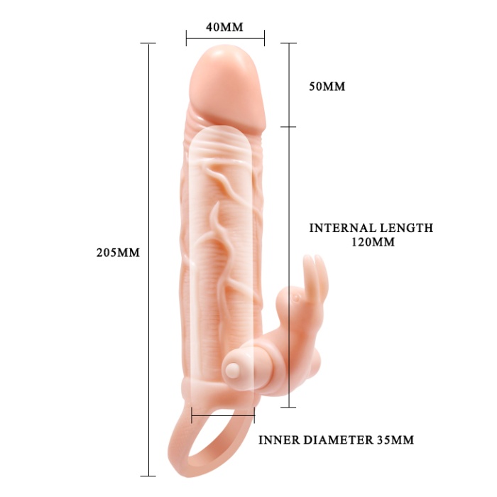 5 Cm Dolgulu 10 Hız Titreşimli Süper Realistik Penis Kılıfı