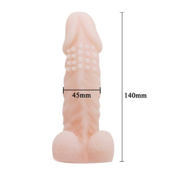 Studded Et Dokusunda Uzatmalı Testisli Realistik Penis Kılıfı