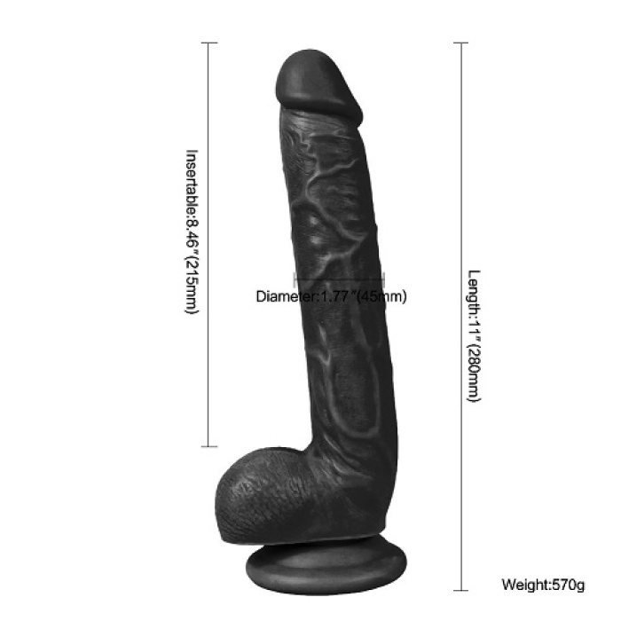 Vantuzlu Gerçekçi Realistik 28 Cm Zenci Penis Dildo