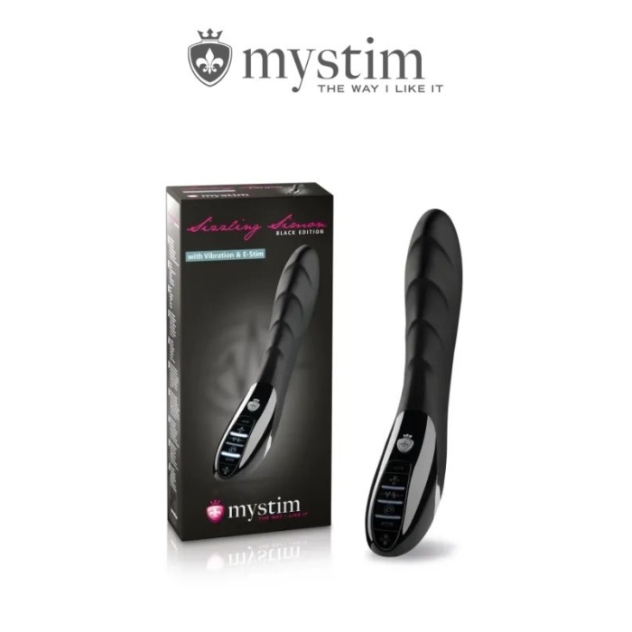 Mystim Sizzling Simon Elektrikli Vibratör Siyah 27 Cm