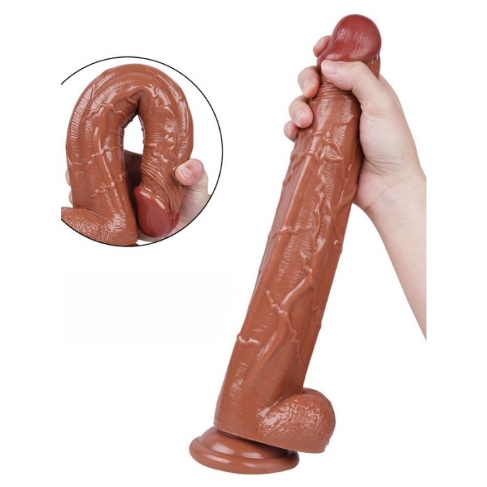 34.5 Cm Sex Shop Kahverengi Dildo Penis