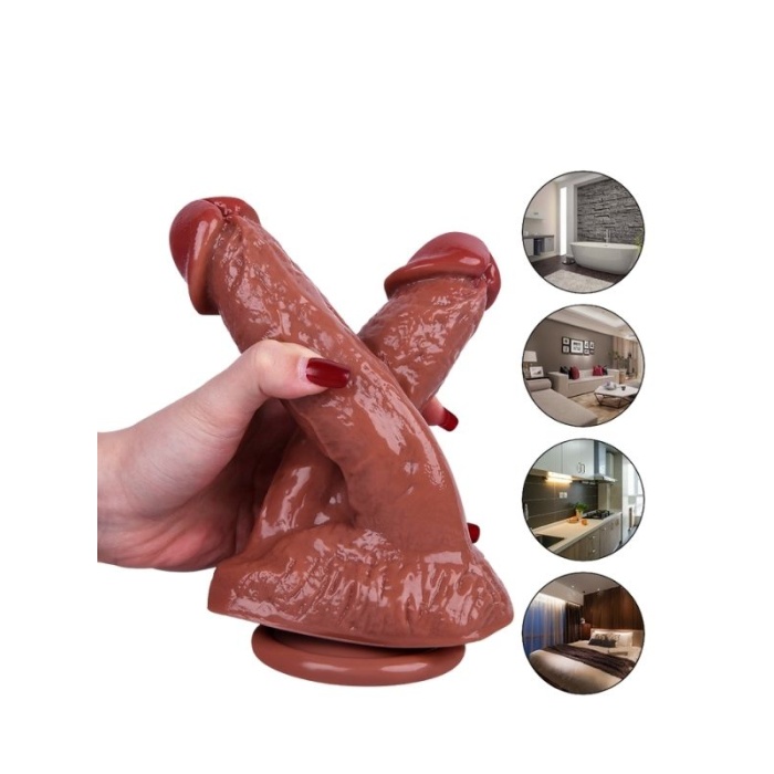 Seks Shop İstanbul 21 Cm Kahverengi Çiftli Dildo