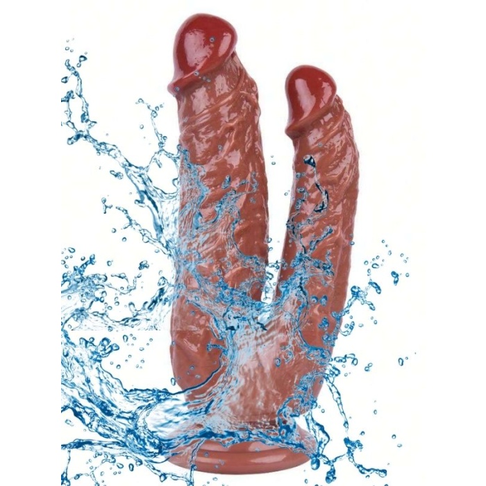 19 Cm Sex Shop Kahverengi Çiftli Dildo