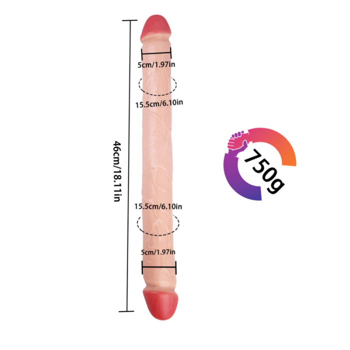 Sex Shop Özel 46 Cm Realistik Çift Taraflı Dildo