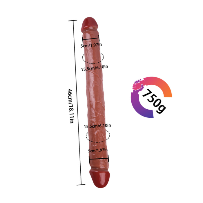 Sex Shop Özel 46 Cm Kahverengi Çift Taraflı Dildo