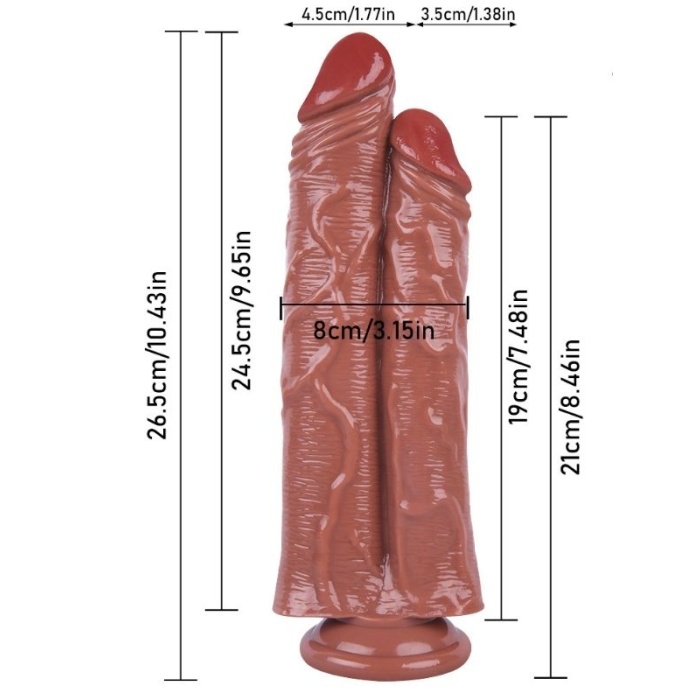 İstanbul Sex Shop 26.5 Cm Kahverengi Çiftli Dildo