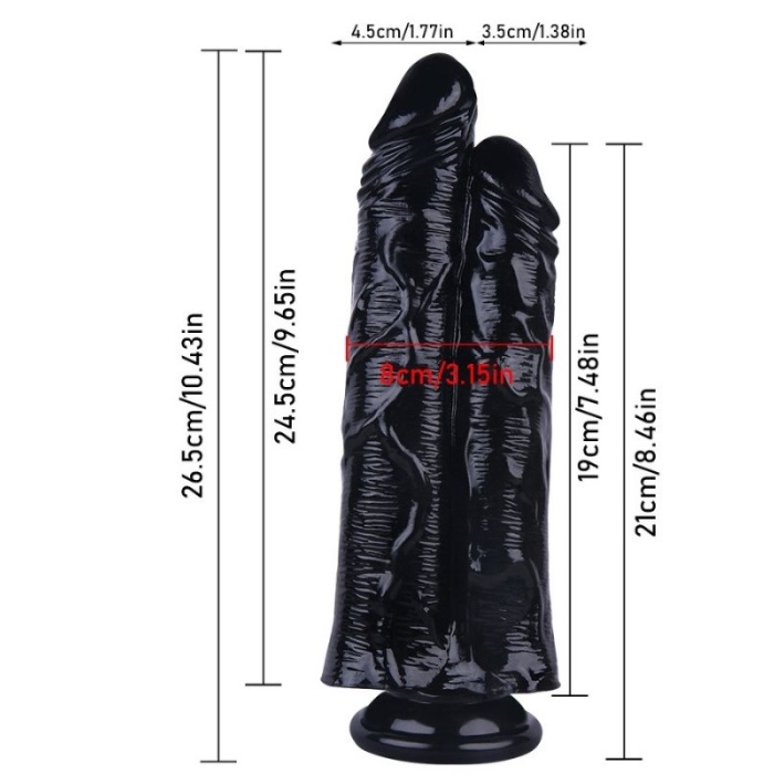 İstanbul Sex Shop 26.5 Cm Siyah Çiftli Dildo