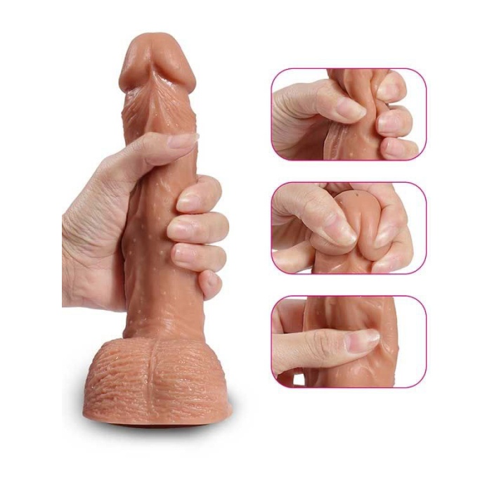 İleri Geri Hareketli Şarjlı Titreşimli Gerçekçi Dildo 21 Cm