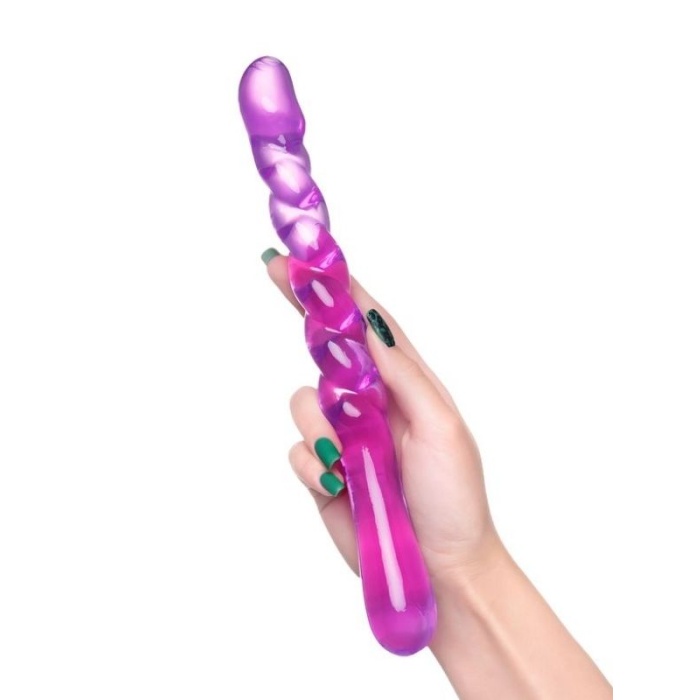 Çift Taraflı Jel Dildo Tanza Mor 27.5 Cm