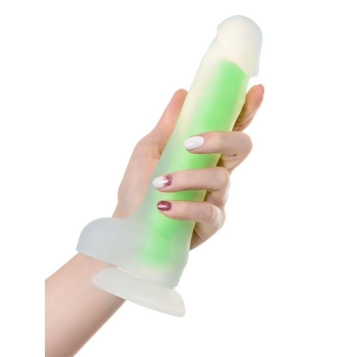 Clark Glow Gece Parlayan Yeşil Dildo Silikon Şeffaf 22 Cm