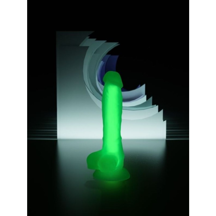 Clark Glow Gece Parlayan Yeşil Dildo Silikon Şeffaf 22 Cm