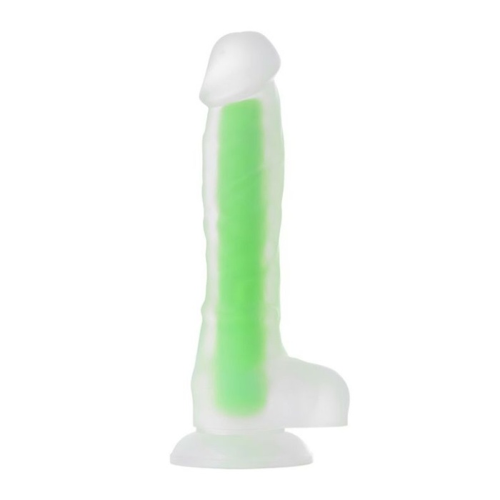 Yeşil Dick Glow Gece Parlayan Dildo Silikon Şeffaf 18 Cm