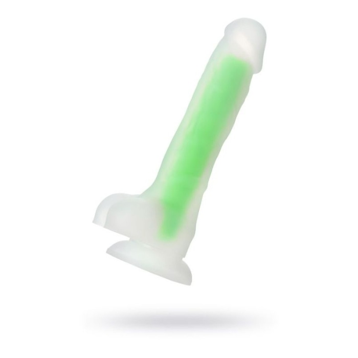 Yeşil Dick Glow Gece Parlayan Dildo Silikon Şeffaf 18 Cm