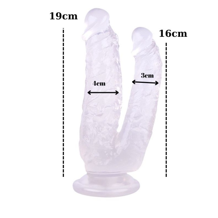 19 Cm Beyaz Çiftli Penis Dildo