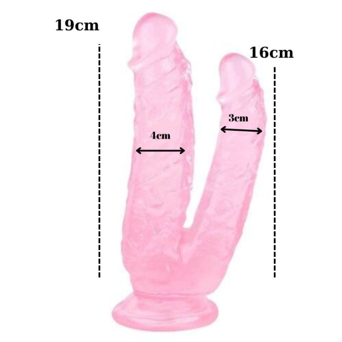 19 Cm Pembe Çiftli Dildo Penis