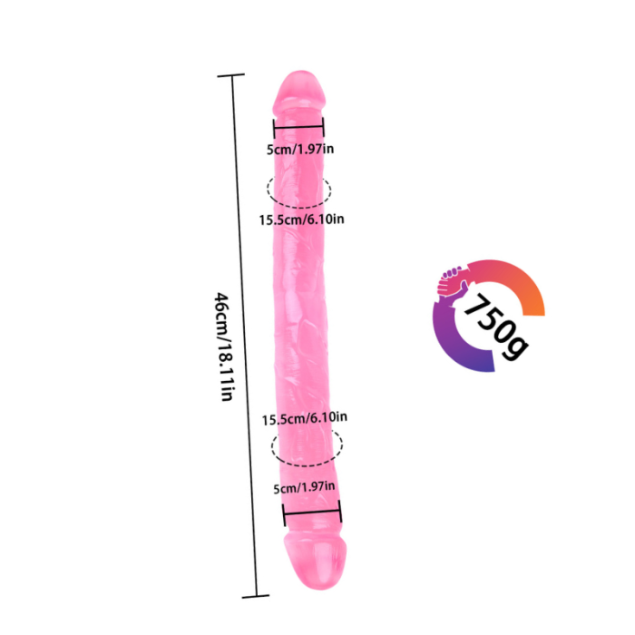 Sex Shop 46 Cm Pembe Çift Taraflı Dildo