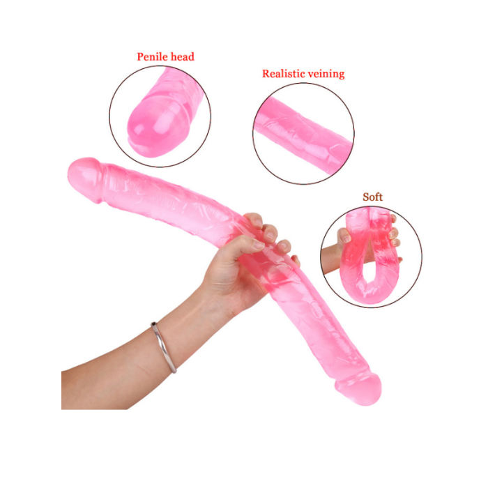 Sex Shop 46 Cm Pembe Çift Taraflı Dildo