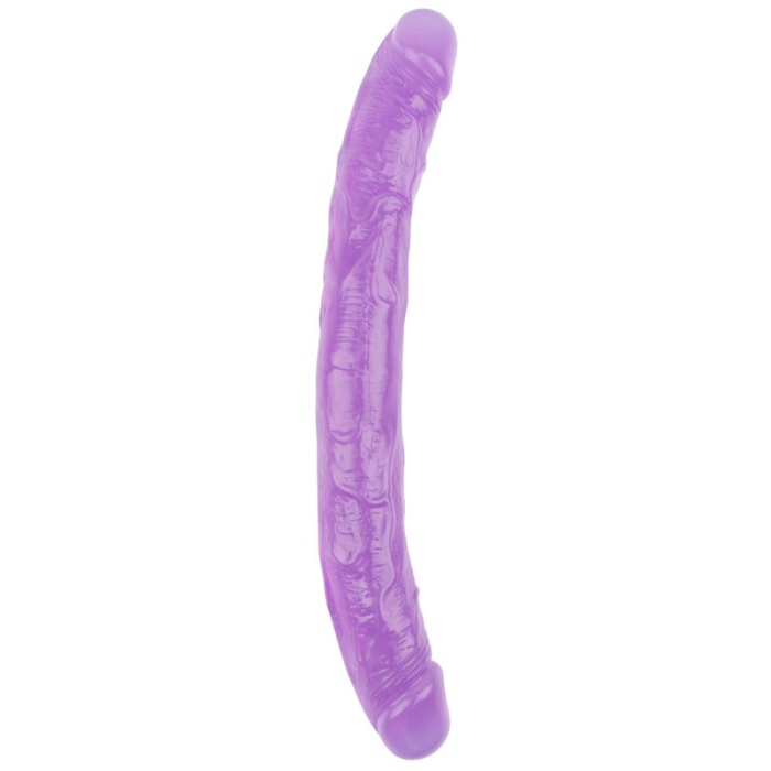 HiRubber Şeffaf Jel Çift Taraflı Dildo 32.5 Cm Mor