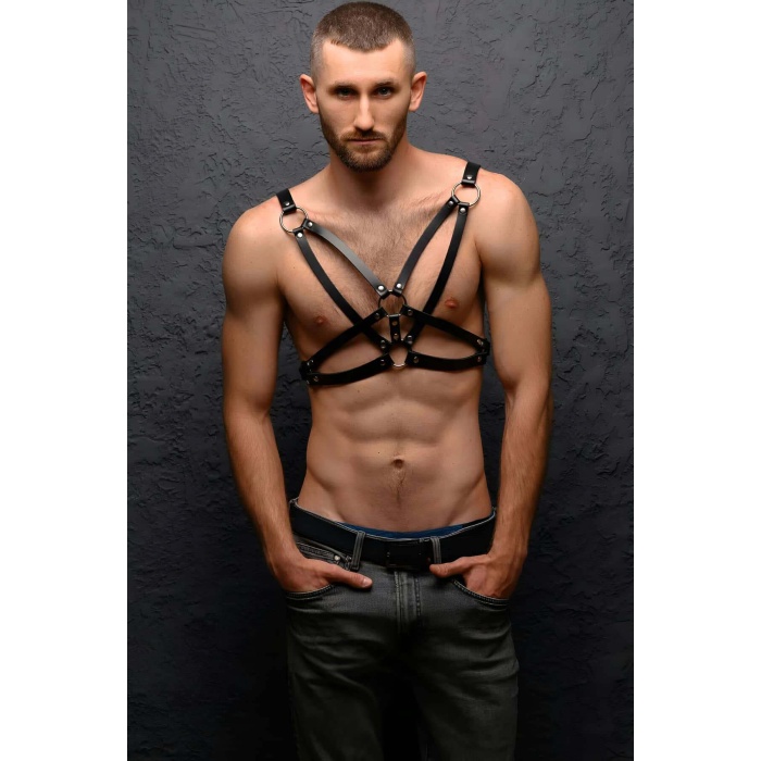 Erkek Göğüs Üzeri Deri Harness