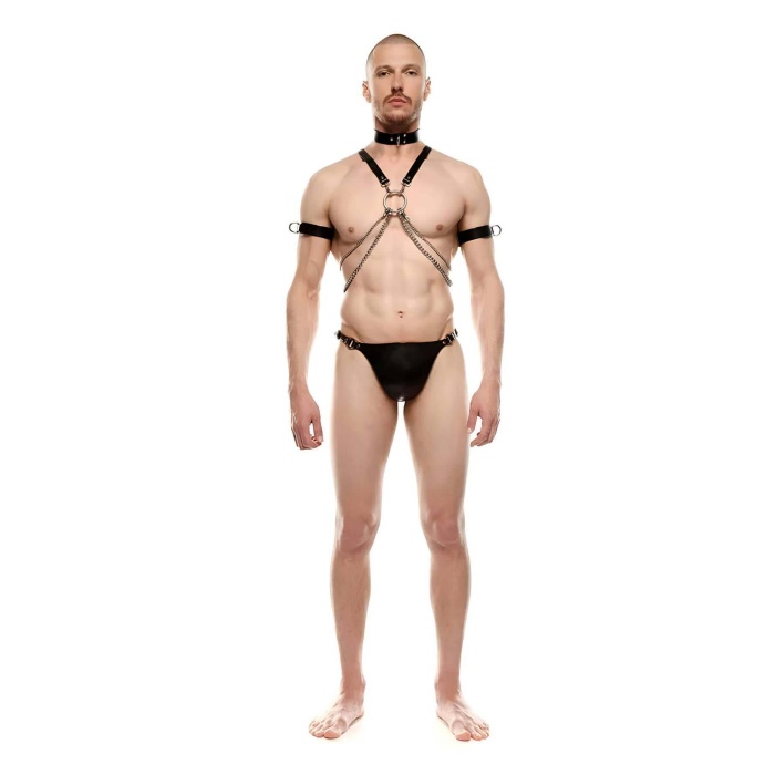 Tasmalı Pazu Bantlı Seksi Erkek Harness