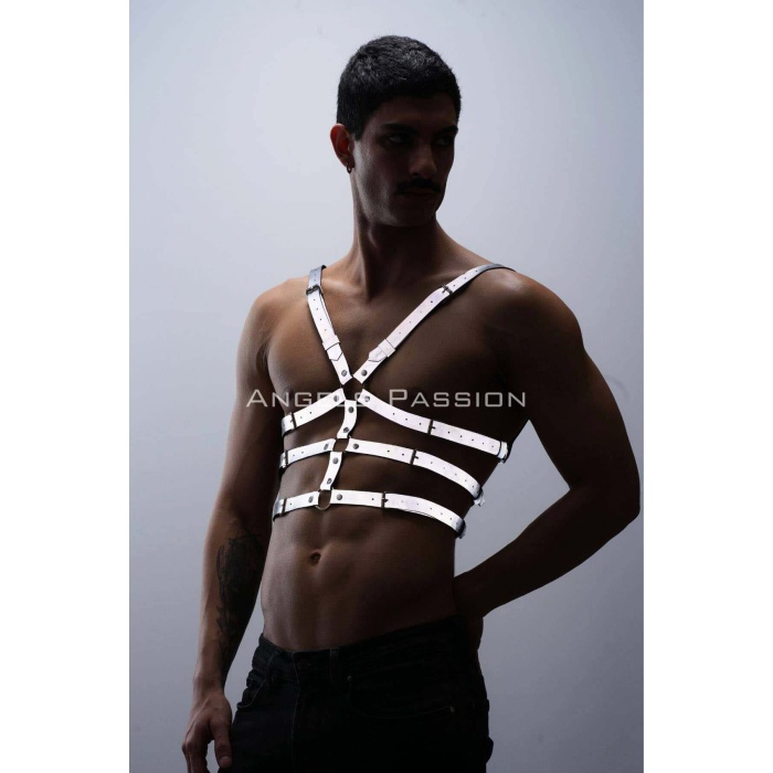 Reflektörlü Erkek Göğüs Harness T Shirt Üzeri