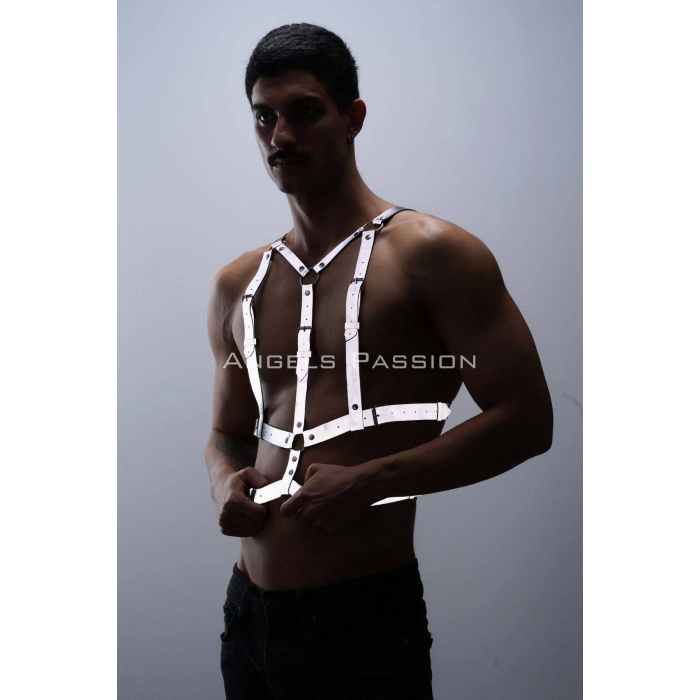 Reflektörlü Göğüs Harness Clubwear Tarz Vücut Aksesuar