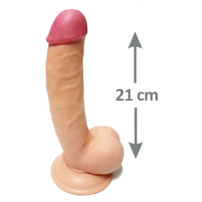 21 Cm Testisli Et Dokusunda Dildo