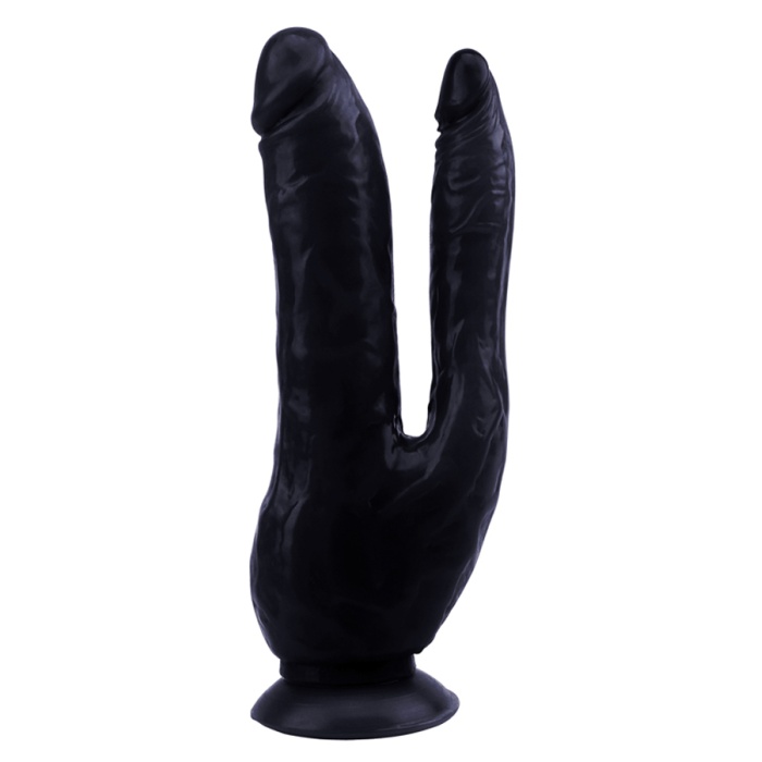 Gerçekçi 19.5 Cm  Zenci Çatal Dildo