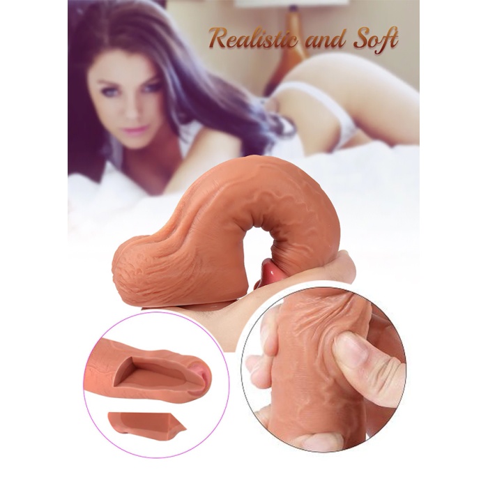 Çift Katmanlı Et Dokusunda 21.5 Cm Realistik Dildo