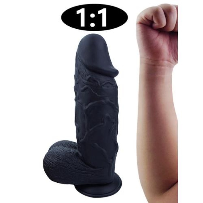 Seks Shop 26 cm Siyah Zenci Penis Realistik Dildo